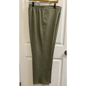 Alfred Dunner 16 Pants Elastic Back Waist Flat Front Pockets Green Preowned​